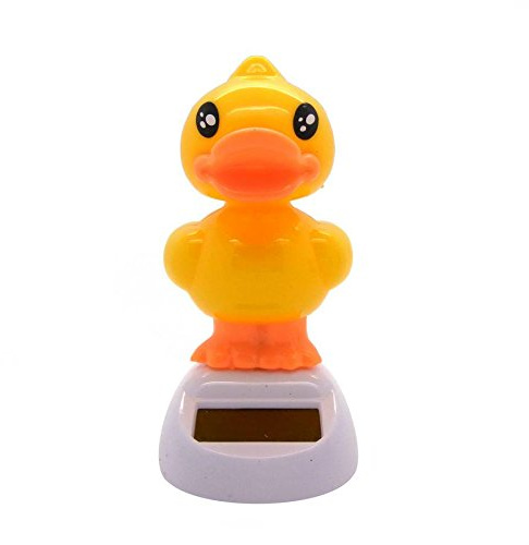 Starlet24 Solar Wackelfigur Solarfigur tanzende, wippende solarbetriebene Figur als Dekoration für Fensterbank, Armaturenbrett, Hutablage und viele weitere Aufstellmöglichkeiten Entchen gelb