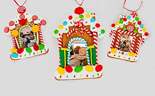 SHATCHI Árbol de Navidad para Colgar con bastón de Caramelo, Marco de Fotos Personalizable, árbol de Navidad, decoración del hogar, Juego de 3 Piezas, 11 x 7 cm