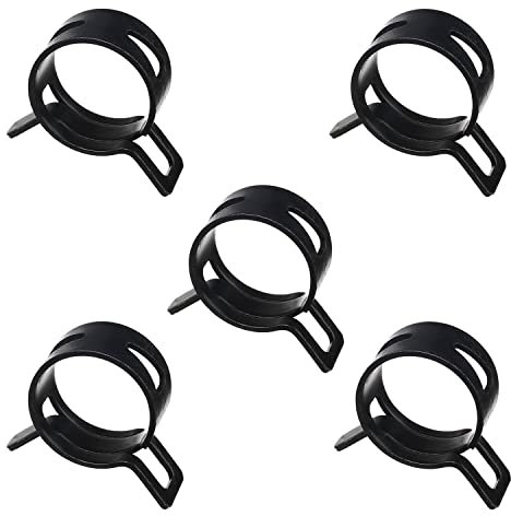MroMax 5 Stück 27 mm ID-Federband-Schlauchschellen, schwarze Schlauchschelle passend für Kraftstoffleitungen mit Außendurchmesser, Silikon-Vakuumschlauch, Luftschlauch und Wasserleitung, Buchse,