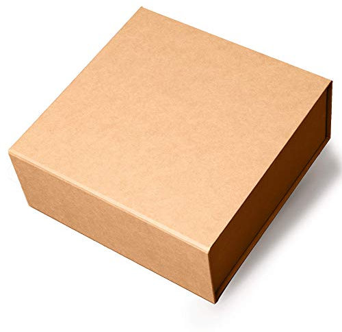 JiaWei Geschenkbox 1 Stück, 28x28x10.5 cm Geschenkkarton mit Magnetisch Deckel, Grußkarten & Geschenkverpackung Seidenpapier - Kraft