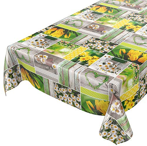 ANRO Tischdecke Wachstuch abwaschbar Wachstuchtischdecke Wachstischdecke Frühlingsmotiv Blumen Photoprint 220x140cm