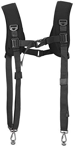 Topiky Doppelkamera-Schultergurt, tragbarer Schnellverschluss 1/4 '' Schraubbefestigung Doppelschultergurt Soft Pad Stoßdämpfung Dekompression Atmungsaktiver Schießgurt für DSLR-Kamera