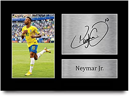 HWC Trading A4 Neymar Jr Brasilien Geschenke gedruckt Autogramm Bild für Fans und Unterstützer der Unterzeichnung - A4