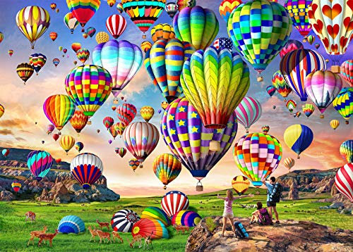 Puzzle 1000 Teile für Erwachsene, Geschicklichkeitsspiel für die ganze Familie,Puzzle farbenfrohes Legespiel- Bunter Heißluftballon