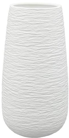 Vase en céramique Blanche de 25,4 cm pour Fleurs, Vase Moderne texturé, Grand Vase Floral, Vase Minimaliste, Vase à Fleurs en Porcelaine pour décoration d'intérieur, Support de Bouquet élégant, vases