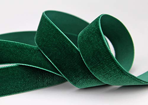 Nastro di velluto verde scuro (621 bottiglia), 3 m x 16 mm, nastro decorativo in velluto verde scuro su un lato, per decorare