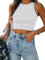 REORIA Damen Ärmellos Racerback Rundhals Tank Top Weiß S