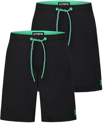 riverso Badehose Herren lang Badeshorts RIVDavid 2er Pack Set Regular Fit Schwimmhose Elastischer Bund Schwarz Blau Rot Grün Orange S M L XL XXL 3XL 4XL 5XL