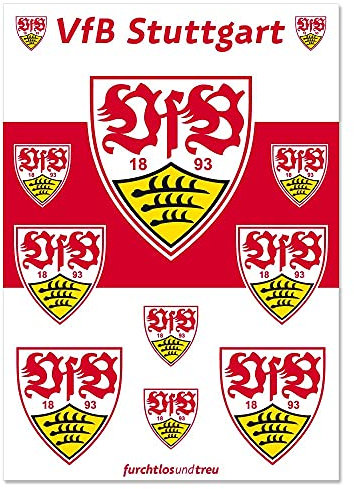 VfB Stuttgart Aufklebebogen - Wappen - 10er Set Aufkleber verschiedener Größe, Sticker - Plus Lesezeichen Wir lieben Fußball