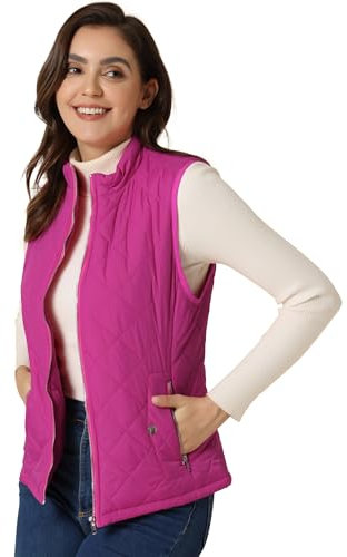 Allegra K Veste sans manches légère matelassée à fermeture éclair pour femme, fuchsia, 48