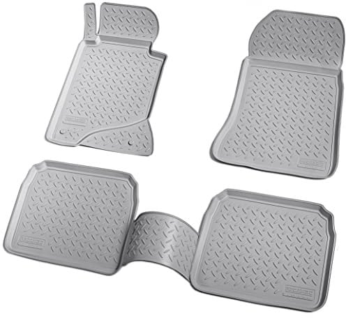 Recambo 3D Gummi Fußmatten kompatibel für Mercedes E-Klasse | W124 | S124 BJ 1984-1997 | Auto Gummimatten | Passgenau | mit Rand | grau