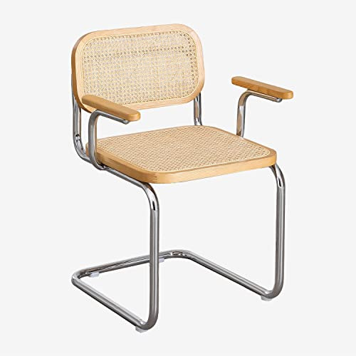 SKLUM Esszimmerstuhl mit Armlehnen Tento Braun Natur Grau Chrom