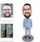 mydedor benutzerdefinierte Bobble-Heads Figuren blauen Anzug Mann angepasst Puppe, 6-Zoll-Bobble Head handgefertigt personalisierte Auto Armaturenbrett Geburtstag Geschenk