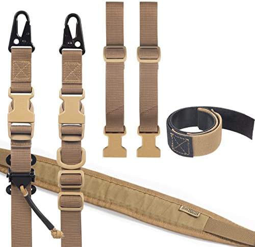 OneTigris 2-point rifle strap, 1 inch wide carrying strap with interchangeable HK style carabiners, adjustable length from 46 inches - 68.5 inches
