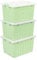 Cetomo 15L*3 Storage Boxes with Lids, Plastic Storage Bins with Latching Buckles, Click Closure, Stackable, Nesting, Organizer for Home Office Clothes, Green, 15L-3 Pack
