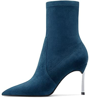 Castamere Donna Spillo Alto High Tacco Heel Chiusa a Punta Stivaletti Slip-on Ufficio Clear Classico Stivali 8.5 CM Heels Blu Navy 39 EU