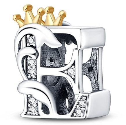 TINSLO E Alfabeto Charms Abalorios Colgante para mujer, plata de ley 925, compatible con pulseras y collares Pandora, compatible con pulseras europeas para mujeres y niñas