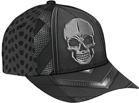 456 Basecap Totenkopf-Metallmuster Schwarz Baseballkappe Für Herren Atmungsaktiv Baseball Cap Waschbar Outdoor Sportkappe Sommer