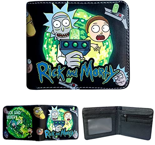 k and Morty Change Bag Rick and Morty Folding Double Folding Wallet Rick and Morty Cartoon Change Bag Creative Kids Wallet Popular Wallet for Children Adults Seniors, multicoloured, American