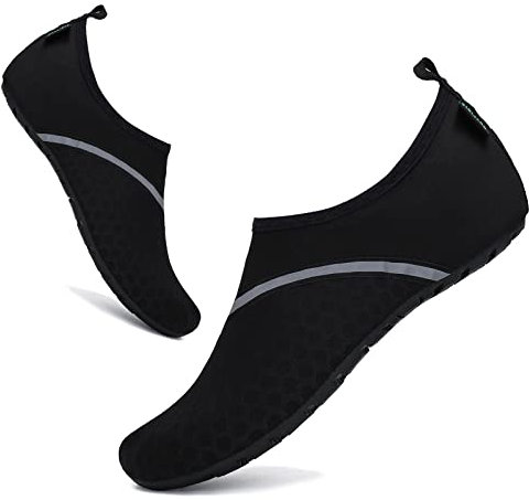 SAGUARO Chaussures d'eau Homme Chaussures Aquatiques Femme Antidérapant Chaussures de Plage Séchage Rapide Chaussure Aquatique Snorkeling Plage Surf Plongée Sport Plage Piscine Noirprofond 42/43 EU