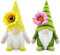 Godeufe 2er Set Sommer Wichtel Figuren Blumen Frühling Dekoration Handgemachte Skandinavisches Tomte für Party Bauernhaus Home Tischdekoration
