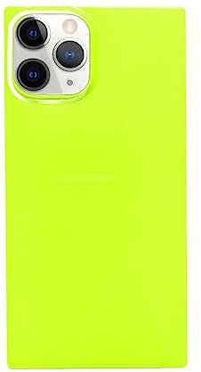Qekaum Compatible with Square iPhone 11 Pro Case for Women Girls Cute, Slim Neon Color Design Case Soft Thin Fit Flexible TPU Gel Square Edge Protective Girly Phone Case Neon Yellow