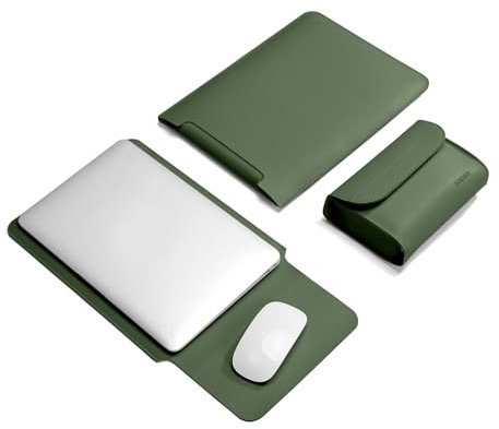 TAIKESEN Laptop Sleeve Bag Compatible with MacBook 12 A1534/Air 11 13 M1 A2337/Pro 13 A2338, 11.6-12.3 Acer Chromebook/HP Stream/ASUS/Surface Pro 8/7/6/X/5/4/3, PU Bag with Small Case, Green