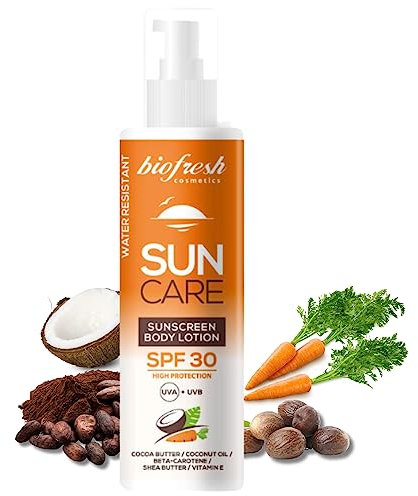 Biofresh cosmetics Sun Care Sonnenschutz Körperlotion LSF 30 - Sonnencreme, wasserfest und ohne Flecken, gleichmäßige Hautpflege sonnenspray,SPF 30, getönte Sonnenbrand-Creme 200ml