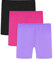 Auranso 3 Paar Radlerhose Kinder Kurze Hose Mädchen Baumwolle Shorts Sporthose Leggings 128 134 140 146 152 158 164 10-12 Jahre Schwarz/Rose/Violett
