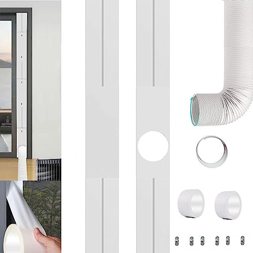 Sliding Door Air Conditioner Kit with Exhaust Hose & Coulper,Sliding Door Seal kit for Mobile Air Conditioner 6 Plates Adjustable Max Length to 240cm Suit for 15cm Exhaust Hose