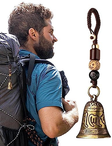 Piccole campane che suonano forte,Portachiavi con campanello a mano con pendenti per auto - Scritture buddiste che respingono campana, portachiavi a campana, campana in ottone puro con suono Atfoton