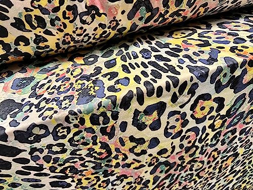 Stretch-Spandex-Interlock-Jersey-Stoff, Meterware, stilisierter Leopardenmuster, Rouge & Mehrfarbig
