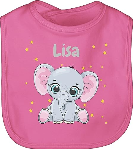 Geschenk mit Namen personalisiert by Shirtracer - Baby Lätzchen - Süßer Elefant mit Name personalisiert I Elefanten Geschenk Elefantenmotiv
