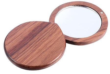 FOMIYES Tragbarer Kosmetikspiegel Aus Walnuss-Holz Mit Integriertem Magnet Kompakt Und Elegant Langlebig Und Kratzfest Für Präzises Make-up Unterwegs Dekorativer Taschenspiegel