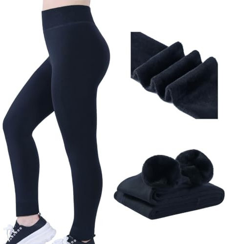 Gadgets Mafia Fleece Lined Leggings Women UK High Waisted Thermal Leggings Womens for Winter Tummy Control Leggings 18-20 Navy