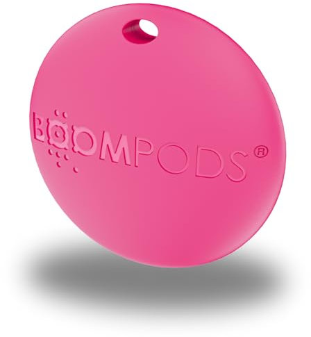 Boompods Boomtag Bluetooth Tracker Tag - Smart Tracking Device for Children, Pet and Dog, Keyring Wallet Tracker for Keys, Luggage Suitcases, Key Finder Compatible with Apple Find My App - Pink