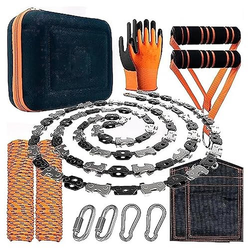 Seilkettensäge - Baumgliedsäge - Taschenkettensäge mit Zähnen & Seilen Kit, Seilkettensäge mühelos hohe & niedrige Äste schneiden Monozoz