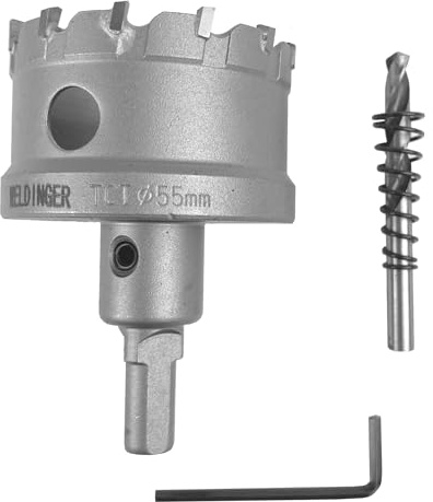 WELDINGER 55mm Lochsäge Hartmetall für Stahl, Edelstahl NE-Metall Guss