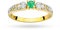 MARKO Damenring aus Gold mit 0,15 Karat Smaragd und 0,03 Karat Diamanten | 14 Karat Gold (585) | Goldring mit Box | Goldring für Frauen (Gelbgold, 53 (16.8))