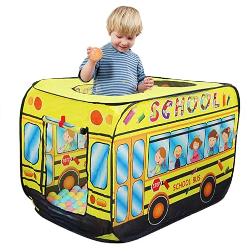 Lifemaison School Bus Foldable Tent,Kids' Play Tents,Pop Up Play Tent Playhouse,Children House Indoor Outdoor Play Toy Gift for Girls Boys,Kids Pop Up Play Tent Cartoon with Carry Bag