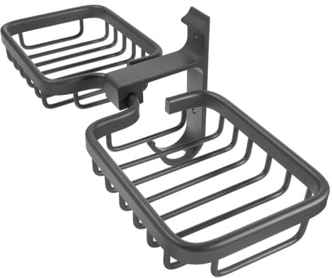 DRESSOOS Moderno Scaffale Porta Sapone in Alluminio Con Montaggio A Parete Design Con 2 Porta Sapone Efficiente Rastrelliera Di Scarico