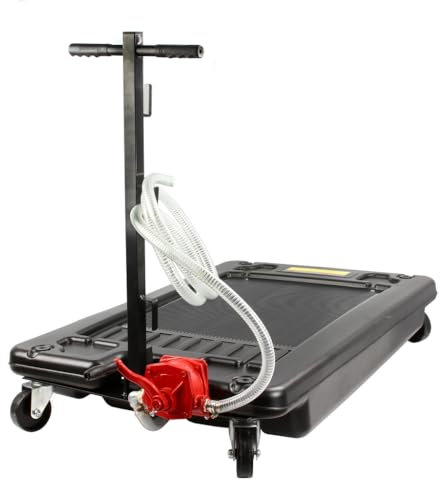 Recogedor para aceite | de 70 litros | con ruedas | 110 x 70 x 20 cm | Altura con mango 88 cm | Conexión tubo 1 | Longitud tubo 35-235 cm
