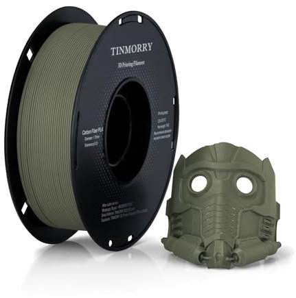 Kohlefaser PLA Filament 1.75mm, TINMORRY PLA-CF 3D Druck Filament, Kompatibel mit Bambu FDM 3D Drucker, 1 KG 1 Spule,Erdiges Gelb