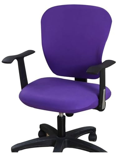 SHILINTONG Housse de Protection pour Chaise de Bureau Housse de Chaise pivotante 2 pièces Jacquard Farbic Amovible Lavable Anti-poussière (Violet)