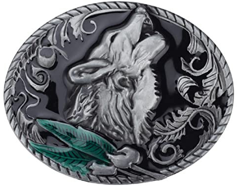 Longcreek Silber Wolf Punk Rock Wikinger Wolfskopf Nordische Wikinger Gürtelschnalle Heulender Wolf Vintage Western Cowboy Gürtelschnalle