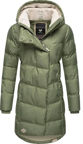 Ragwear Damen Wintermantel Pavla, wasserdichter Steppmantel, vegan | Länge: oberschenkellang | Wärmegrad 3 von 3 – wärmende Wattierung | wasserdicht & atmungsaktiv | Kapuze mit Fleecefutter