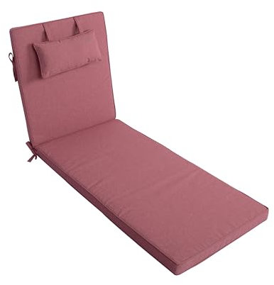 LILENO HOME Sonnenliege Auflage mit Kopfkissen [1er Set - Rollliege] in Rot - Gartenliegen Auflage perfekt für Strandliege - Auflage für Gartenliege MAR