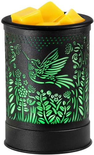 Wax Melt Warmer for Scented Wax -Electric Scented Wax Warmer with 7 Colors LED Light, Stable PTC Heating Wax Melter with Reusable Silicone Tray for Home Office Bedroom (Humming Bird)