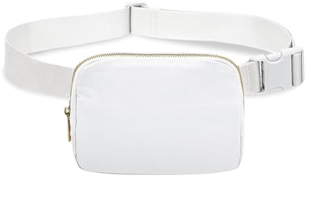 Uwiyo Bauchtasche Damen, Gürteltasche Herren Frauen Nylon Hüfttaschen Crossbody Bag Umhängetasche kleine Brustbeutel mit verstellbarem Riemen für Sport Laufen Reise Fahren (Weiß)