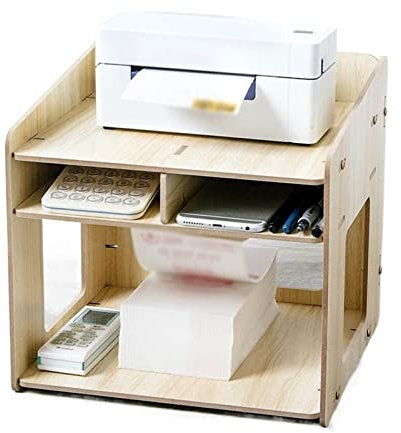 KKMNDE Druckerständer Druckerständer Arbeitsplatz Holzdruckergestell Büro-Desktop-Aufbewahrung Thermo-Barcode-Papier Express Einzelne mehrschichtige Halterung Desktop